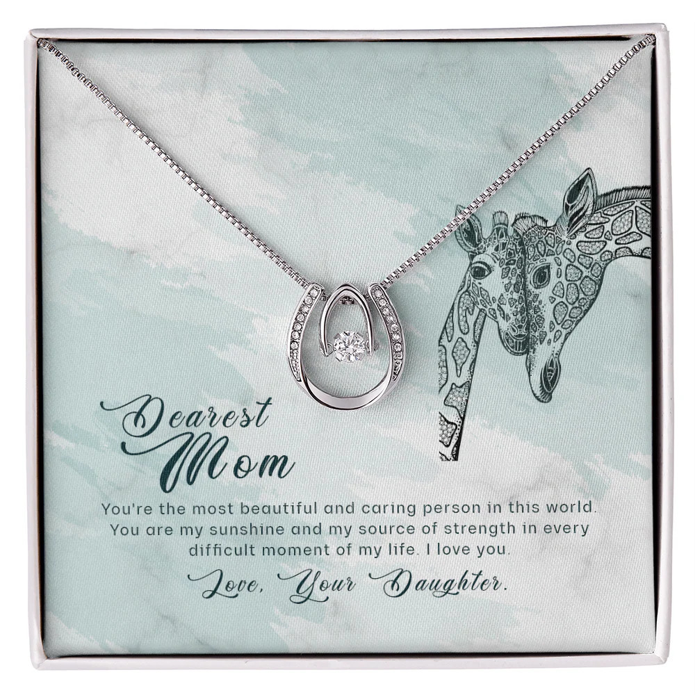 Mom You're Most Beautiful Lucky Horseshoe Necklace Standard Box